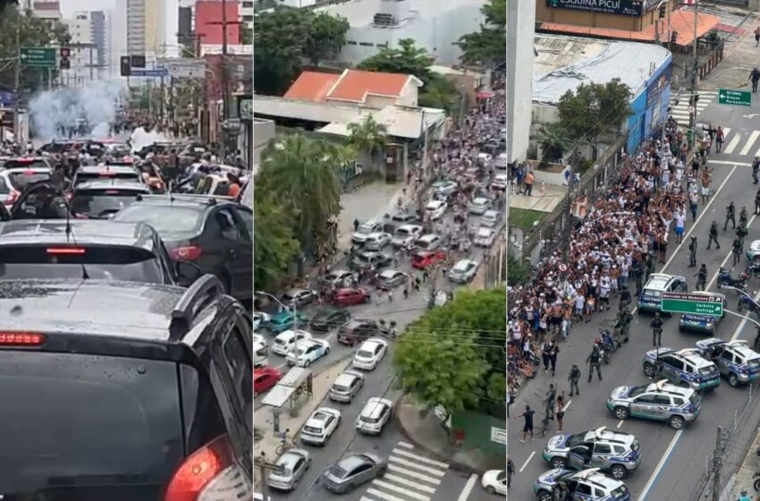  Torcedores de Santa Cruz e Sport se enfrentam nas ruas do Recife antes de clássico