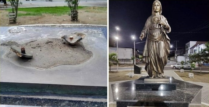  Criminosos furtam imagem de Nossa Senhora de praça em Campina Grande