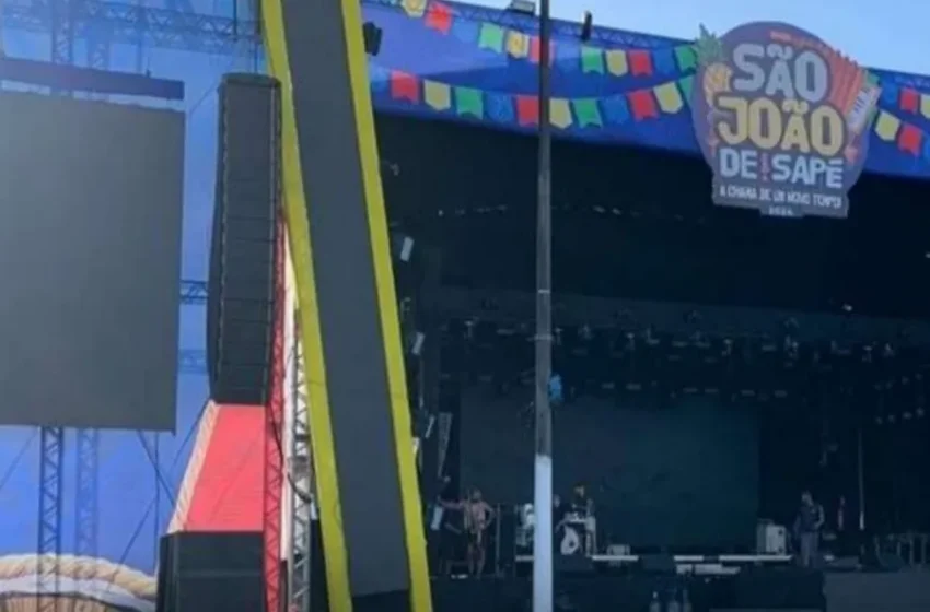Prefeitura de Sapé é denunciada por instalar palco do São João antes da realização da licitação.