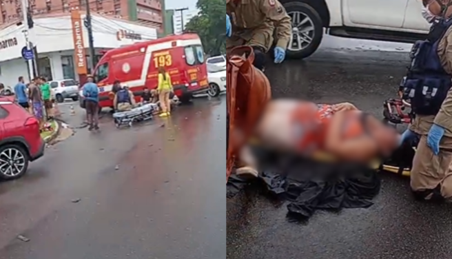  Mulher fica ferida em colisão entre carro e moto, em João Pessoa