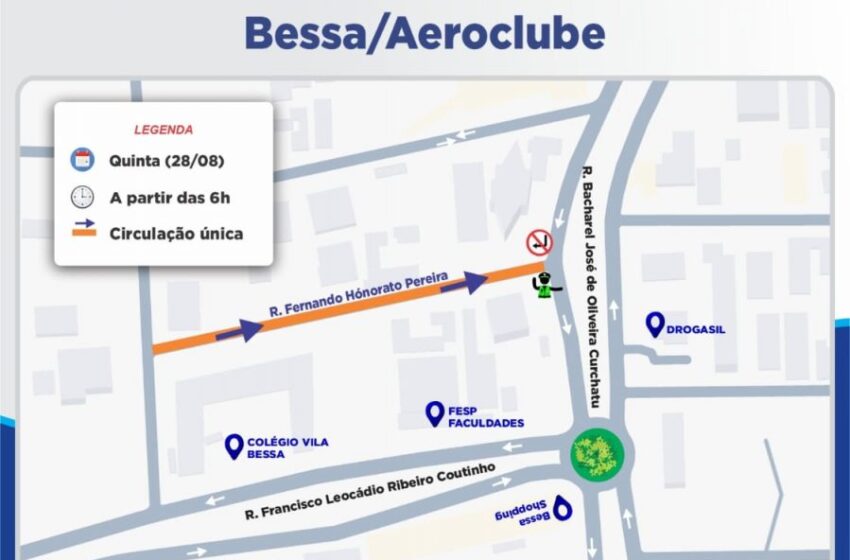 Semob-JP fará mudança no trânsito na Rua Fernando Honorato Pereira, no bairro do Bessa