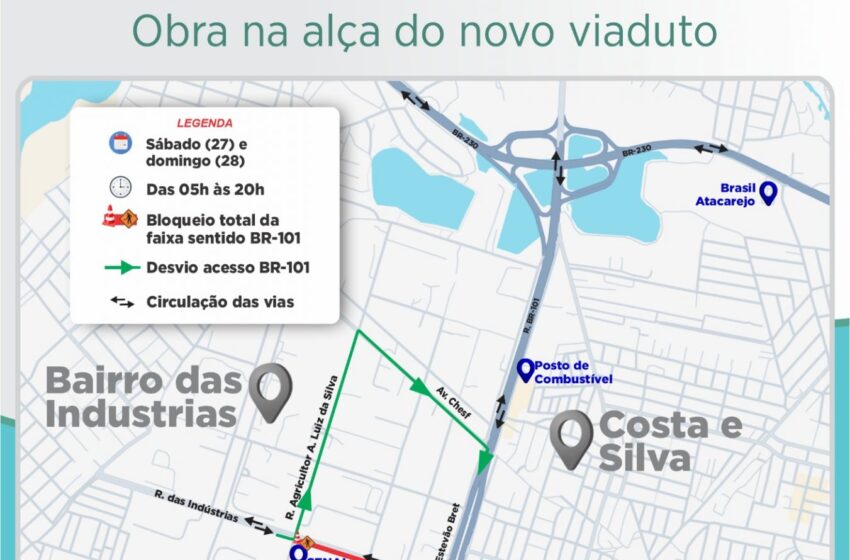  Semob-JP interdita trânsito para desmonte do escoramento do viaduto no Bairro das Indústrias