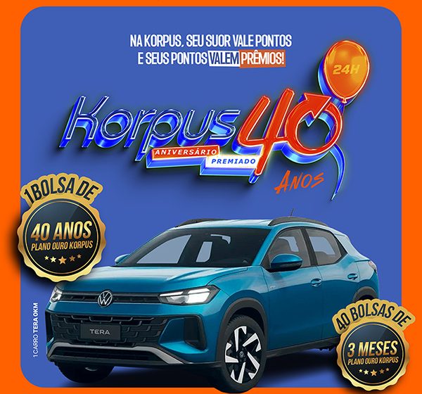  Campanha Korpus anuncia sorteio de carro 0 km em celebração aos 40 anos da academia