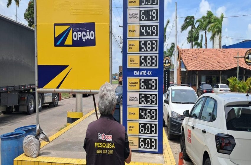  Pesquisa traz preço da gasolina se mantendo entre R$ 5,75 e R$ 6,06 e menor preço do álcool com redução de R$ 0,49