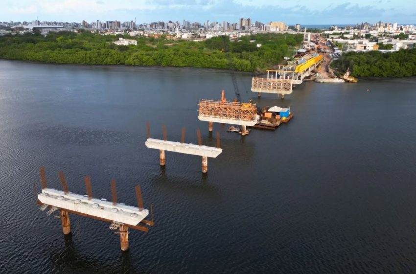  As obras da Ponte do Futuro progridem na região metropolitana de João Pessoa.