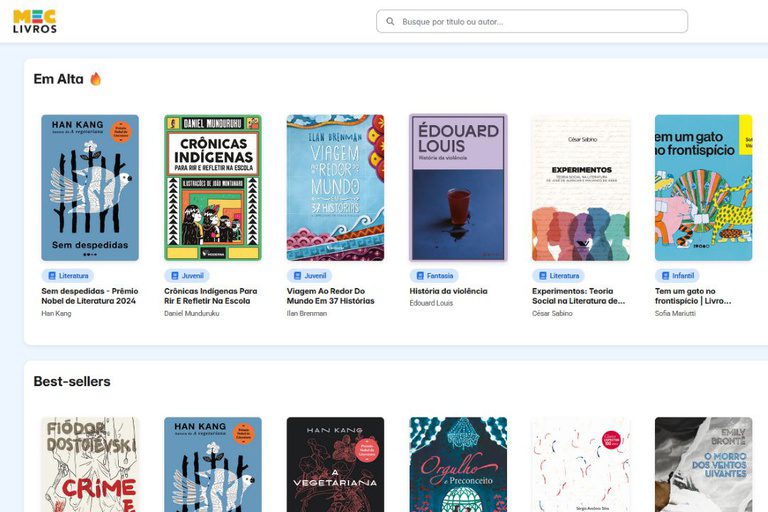  MEC Livros: biblioteca digital tem 122 mil empréstimos em uma semana