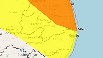  Inmet emite alerta de chuvas intensas para toda a Paraíba e coloca 93 municípios em atenção máxima
