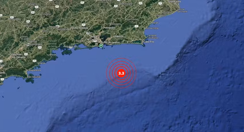  Tremor de magnitude 3,3 é registrado próximo a Maricá, no litoral do Rio de Janeiro