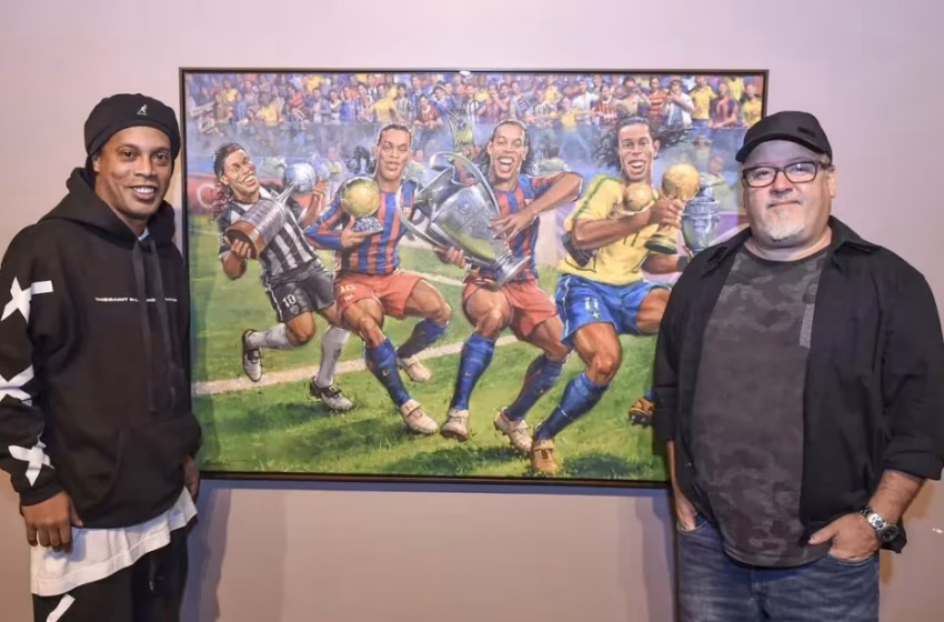  Exposição em São Paulo homenageia Ronaldinho Gaúcho com obras inspiradas em sua trajetória no futebol