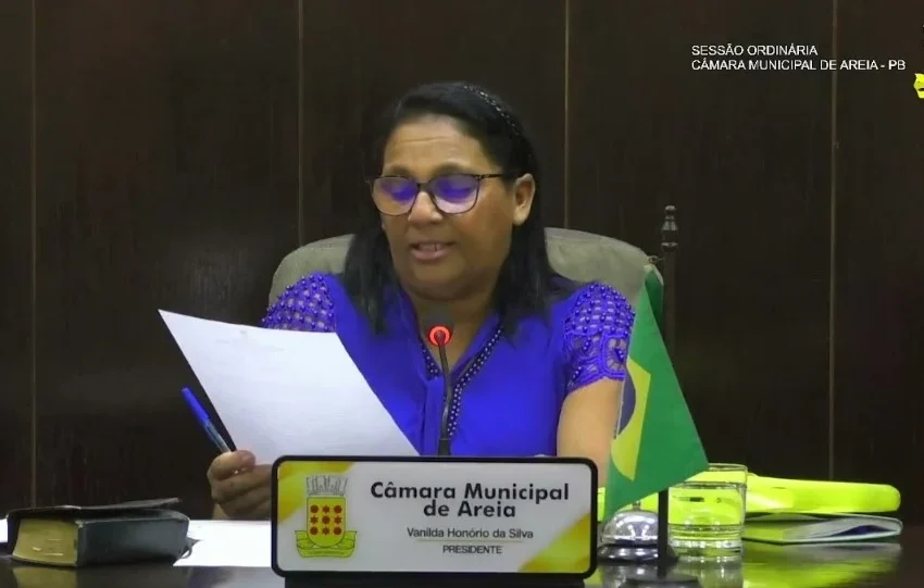  TCE aponta possível excesso na remuneração da presidente da Câmara de Areia e abre análise das contas de 2025