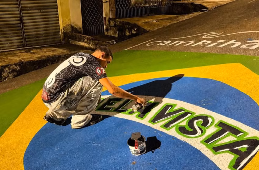  Moradores de bairro em Campina Grande resgatam tradição da Copa com pintura de rua