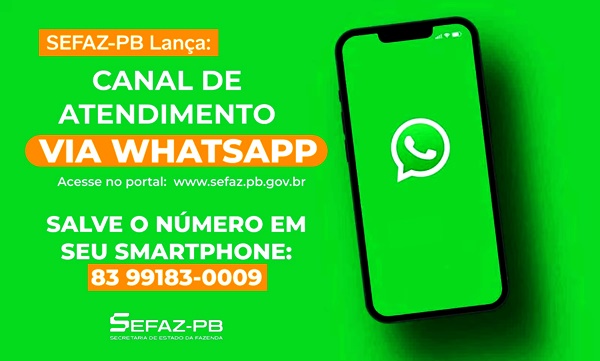  SEFAZ-PB lança canal de atendimento via aplicativo WhatsApp para facilitar o acesso aos serviços digitais