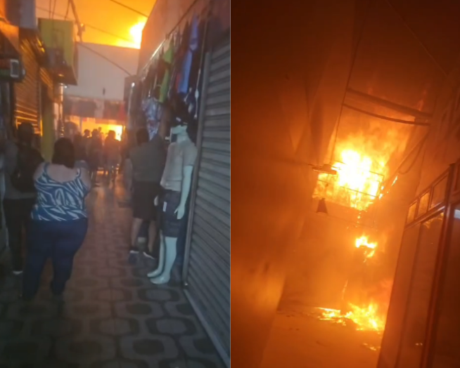  Incêndio atinge Centro Comercial de Passagem e mobiliza equipes do Corpo de Bombeiros