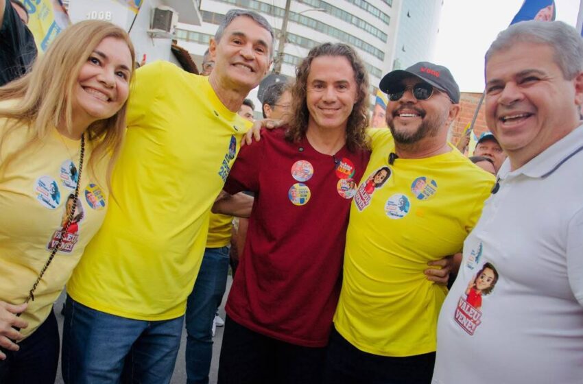  Veneziano participa de caminhada em Campina Grande com Cícero, Diogo e Romero; e de ato político com Dr. Jhony